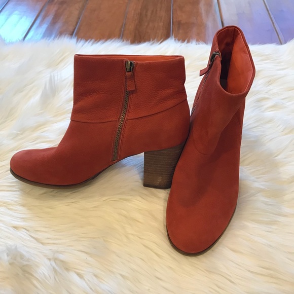 Cole Haan Orange chunky heel booties size 10.5 - Picture 2 of 7